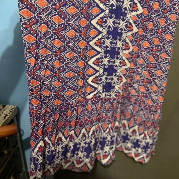 Vintage forever 21 Boho V-neck  Geographic Tribal print Maxi Dress - Picture 7 of 16